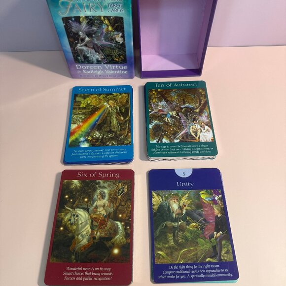 Fairy Tarot Cards 78 Cards & Guidebook Doreen Virtue & Radleigh Valentine - Picture 2 of 10